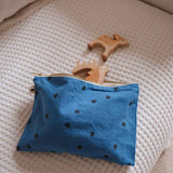 ROSE IN APRIL Large Pouch Bag - Greek Blue Hearts