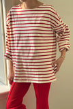 LE BON SHOPPE Marseille Boat Neck Top - Red stripes