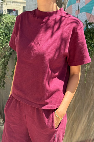 LE BON SHOPPE Sunset Mock Neck Tee - Cabernet
