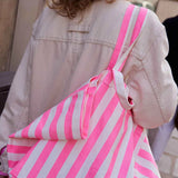 ROSE IN APRIL Tote/Beach Bag - Neon/White Stripes