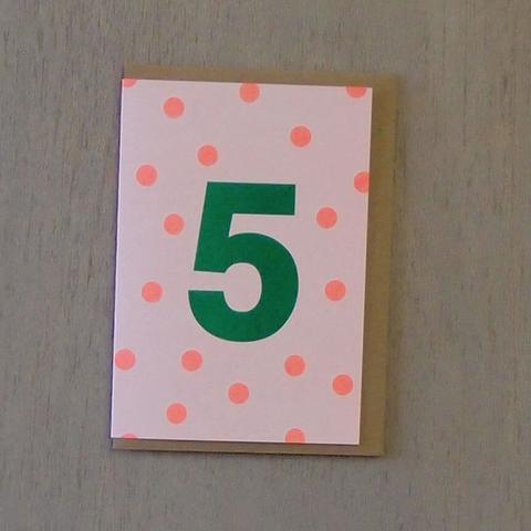 Riso Number Cards - Green/Orange 5