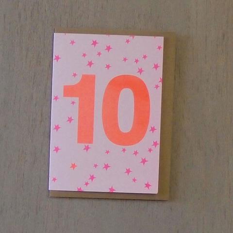Riso Number Cards - Pink/Orange 10