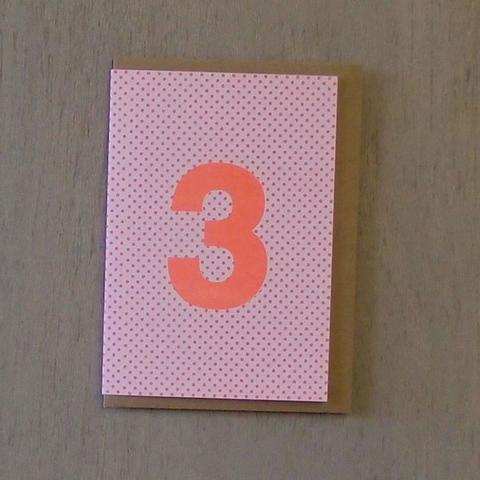 Riso Number Cards - Pink/Orange 3