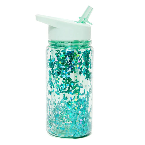 Glitter Water Bottle - Green Lily